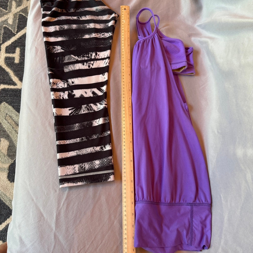 Lululemon Bundle Sz 6 | Racerback Tank / Bra + Wunder Under Crop Leggings Palm - Picture 10 of 11